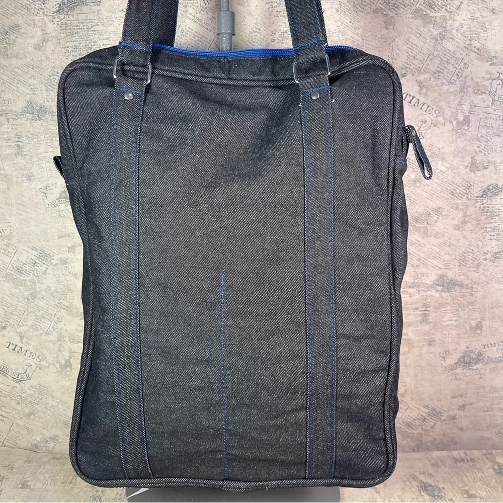 Matt Murphy Designs Black Denim Tote Bag Embroidered Rare Vintage Boho Shoulder